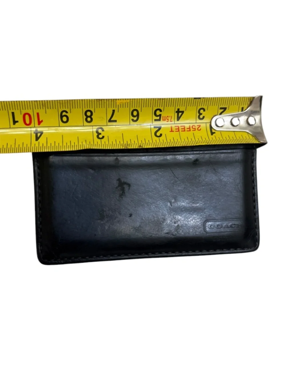 Coach rare vintage black leather money clip card holder